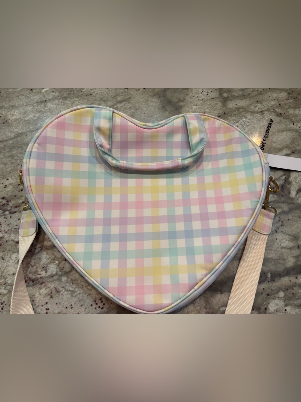 Rainbow Gingham Heart Tote- New w Tags - unpatched - Stoney Clover Lane - Picture 2 of 8